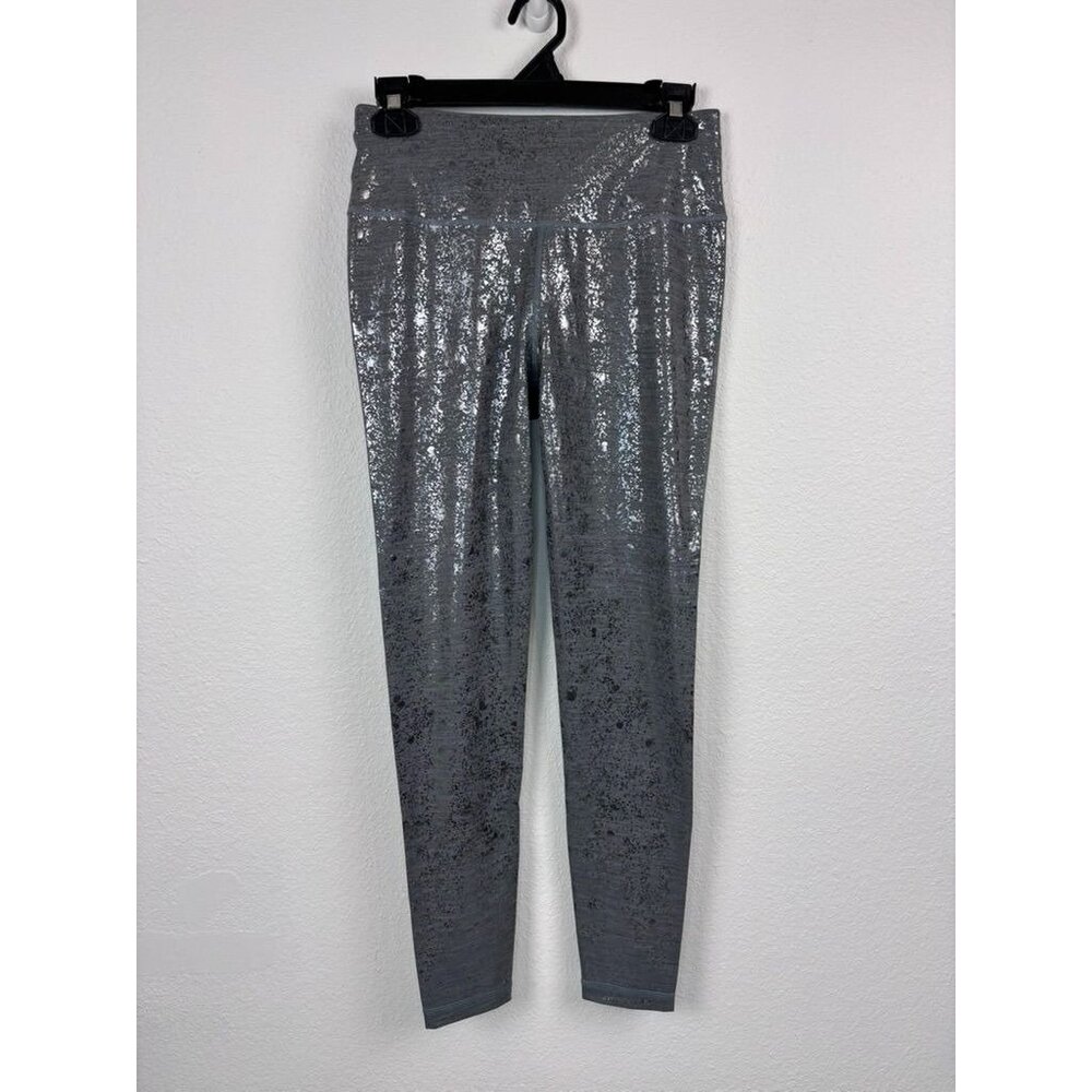 Sweaty Betty women's small grey goddess silver metallic full length leggings